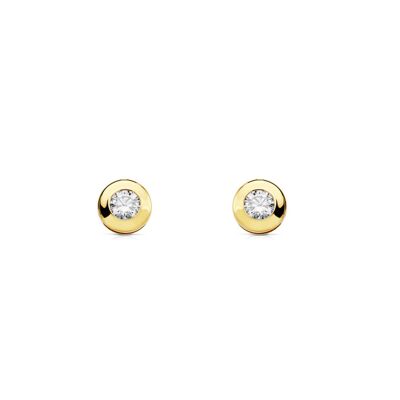 Pendientes Mujer/Niña Oro 18k Chatón Galería Circonita 5 mm (T1825P)