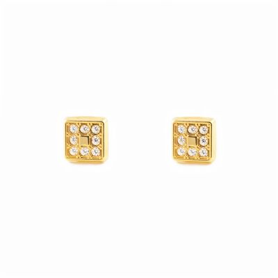 Pendientes Niña Oro 18k Cuadrado Circonita (T1835P)