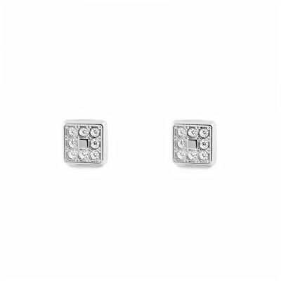 Pendientes Niña Oro Blanco 18k Cuadrado Circonita (T1836P)