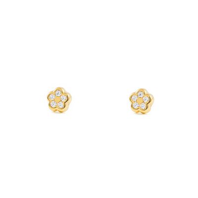 Pendientes Niña Oro 18k Flor Circonita (T1839P)