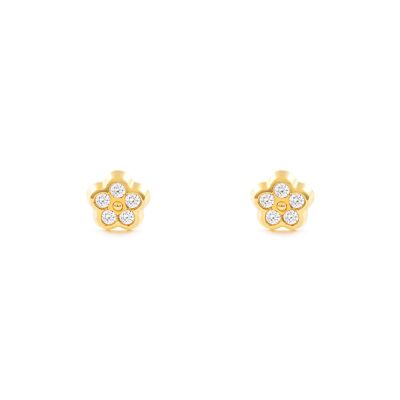 Pendientes Niña Oro 18k Flor Circonita (T1868P)