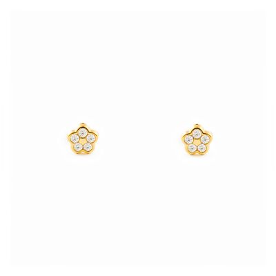 Pendientes Bebe Oro 18k Flor Circonita (T1870P)