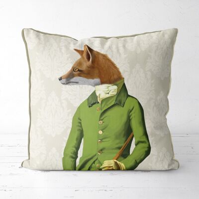 Fox in Green Jacket, Fox Pillow, Cushion, 45x45cm