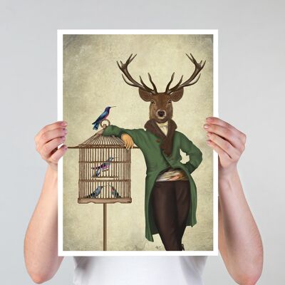 Deer and Bamboo Cage, Full, 11x14inch Giclee Art Print