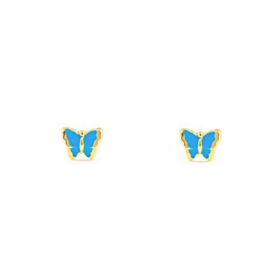 Pendientes Bebe/Niña Oro 9k Mariposa Esmalte Azul Intenso (T1915P9K-Azuli)