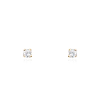 Pendientes Bebe Oro 9k Garra Circonita 3 mm (T1887P9K)