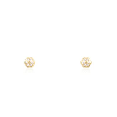 Pendientes Bebe Oro 9k Flor Circonita (T1966P9K)