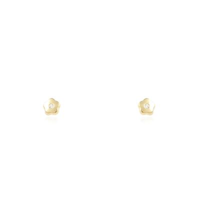 Pendientes Bebe Oro 9k Flor Circonita (T1968P9K)