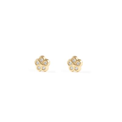 Pendientes Bebe/Niña Oro 9k Flor Circonita (T2012P9K)