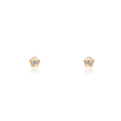 Pendientes Bebe Oro 18k Flor Circonita (T2036P)