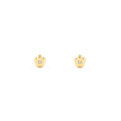 Pendientes Bebe Oro 9k Flor Circonita (T2048P9K)