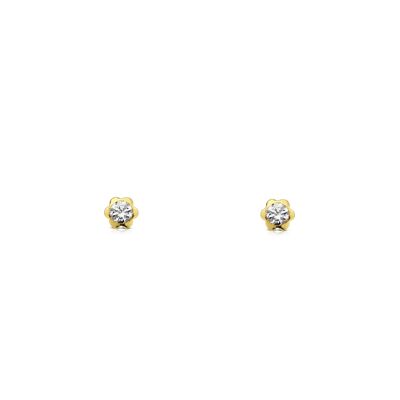 Pendientes Bebe Oro 18k Chatón Flor Circonita (T2061P)