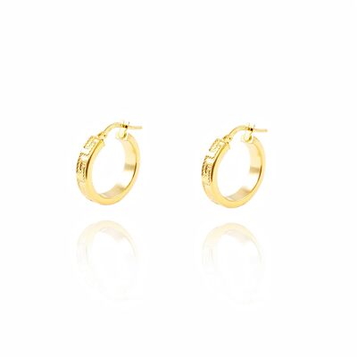 Pendientes Mujer/Niña Oro 18k Aros Greca 18x4 mm (T2080P)