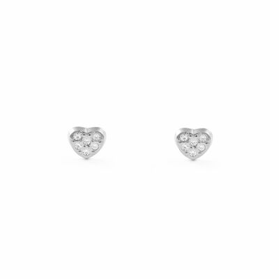 Pendientes Bebe/Niña Oro Blanco 9k Corazón Circonita (T2100P9KOB)