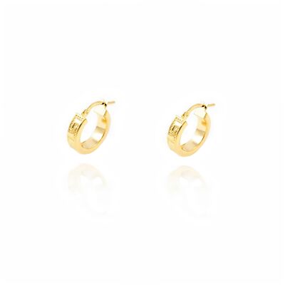 Pendientes Mujer/Niña Oro 18k Aros Greca 15x4 mm (T2107P)