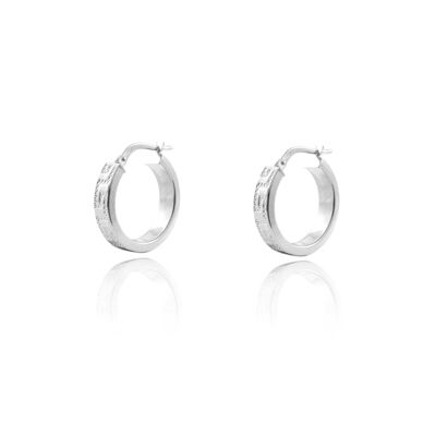 Pendientes Mujer/Niña Oro Blanco 18k Aros Greca 18x4 mm (T2108P)