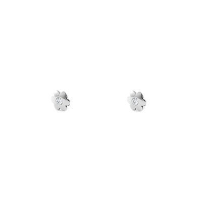 Pendientes Bebe Oro Blanco 9k Flor Circonita (T2380P9KOB)