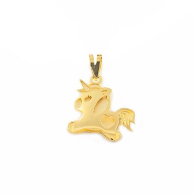Colgante Oro Unicornio calado corazon mate y brillo (9kts) (T2465C9K)