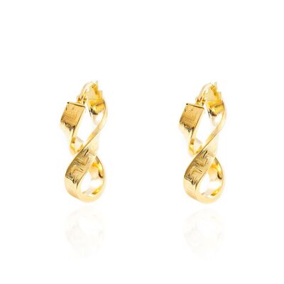 Pendientes Mujer Oro 18k Aros Greca Ocho 20x4 mm (T2507P)