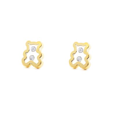 Pendientes Bebe/Niña Oro 9k Oso Circonita (T2498P9K)