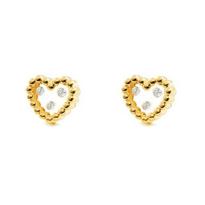 Pendientes Niña Oro 9k Corazón Galloneado Circonita (T2502P9K)