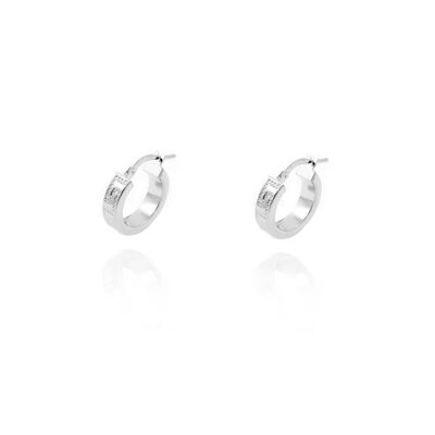 Pendientes Mujer/Niña Oro Blanco 18k Aros Greca 13x4 mm (T2521POB)