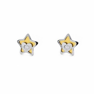Pendientes Bebe/Niña Oro Bicolor 9k Estrella Circonita (T2535P9K)