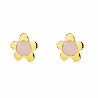 Pendientes Niña Oro 9k Flor Rosa (T2538P9K-Rosa)