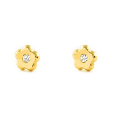 Pendientes Bebe/Niña Oro 9k Flor Circonita (T2545P9K)