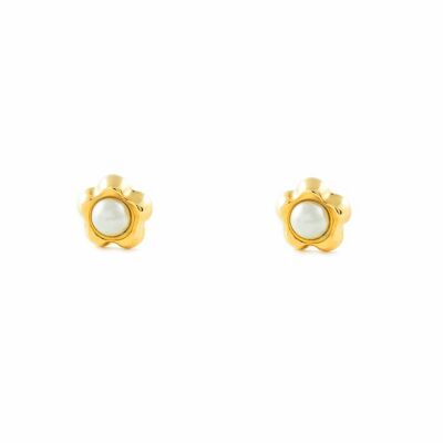 Pendientes Bebe/Niña Oro 9k Flor Perla Redonda 2,5 mm (T2548P9K)