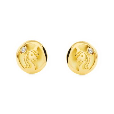 Pendientes Niña Oro 9k Unicornio Circonita (T2552P9K)