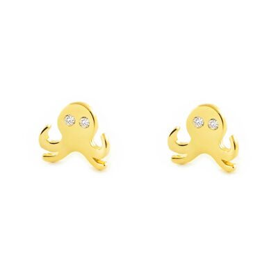 Pendientes Niña Oro 9k Pulpo Circonita (T2566P9K)