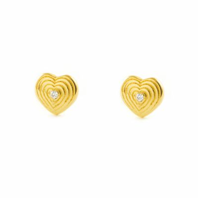 Pendientes Bebe/Niña Oro 9k Corazón Circonita (T2568P9K)