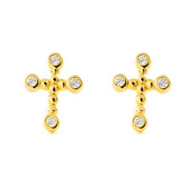 Pendientes Mujer/Niña Oro 9k Cruz Circonita (T2571P9K)