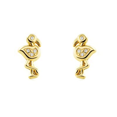 Pendientes Niña Oro 9k Flamenco Circonita (T2576P9K)