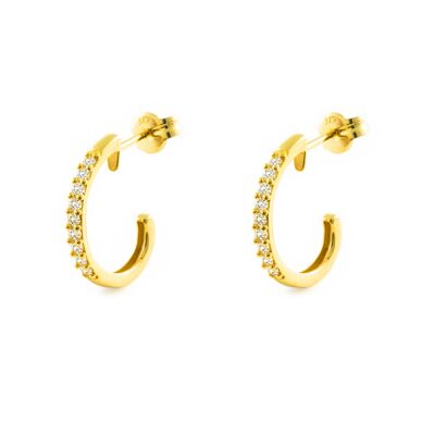 Pendientes Mujer Oro 9k Medio Aro Circonita (T2570P9K)