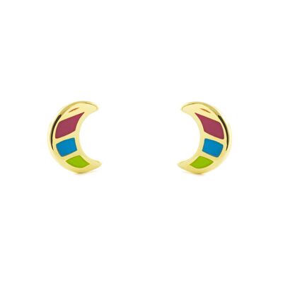 Pendientes Niña Oro 9k Luna Esmalte Multicolor (T2597P9K-Multi)