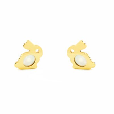 Pendientes Bebe/Niña Oro 9k Nacar Conejo (T2622P9K)