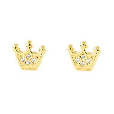 Pendientes Niña Oro 9k Corona Circonita (T2699P9K)