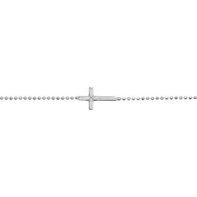 Pulsera Plata Bola Diamantada con cruz horizontal (X1494PU)