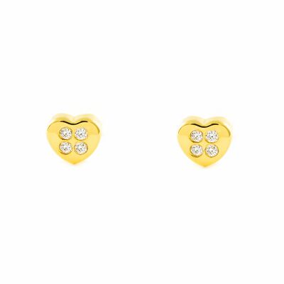 Pendientes Bebe/Niña Oro 18k Corazón Circonita (T2705P)