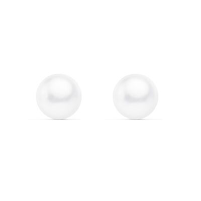 Pendientes Mujer/Niña Oro 18k Perla Botón 10 mm (T2711P)