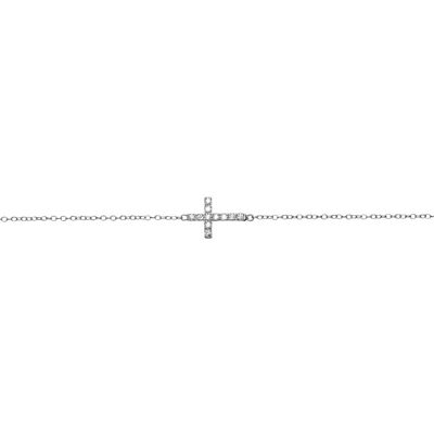 Pulsera Plata Cruz Horizontal con Circonitas (X1537PU)
