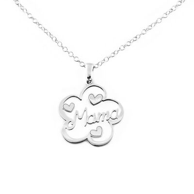 Collar Plata mama con corazones (X1565GPL)