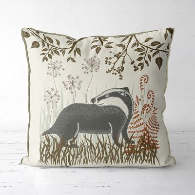 Country Lane Badger 2, Earth Pillow, Cushion, 45x45cm