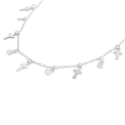 Collar Plata mini cruces con circonitas (X1610GPL)