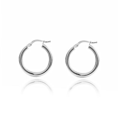 Pendientes Plata Aros redondos Lisos 21(15)x3 mm (X1628PL)