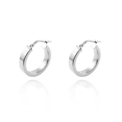 Pendientes Plata Aros rectangulares Lisos 21x4 mm (X1643PL)