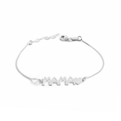 Pulsera Plata Mama con corazon  (X1653PUPL)