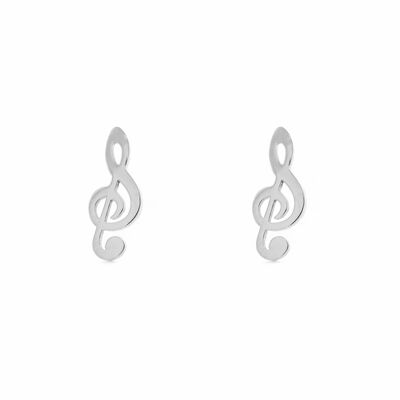 Pendientes Plata nota musical lisa (X1664P)
